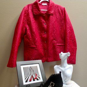 Red Long Sleeve Lightweight Quilted Jacket Sz L
